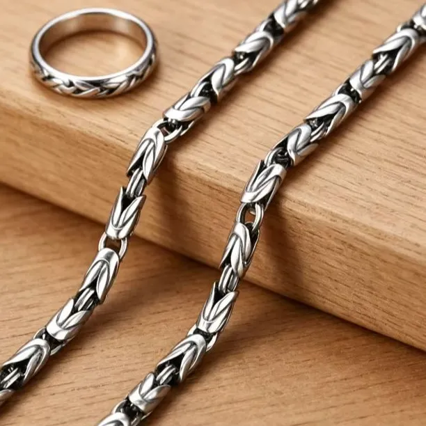 Authentic simple Arrival Men Silver Color Necklace 6MM Thick Six-Character Mantra Retro Trendy Religious Jewelry