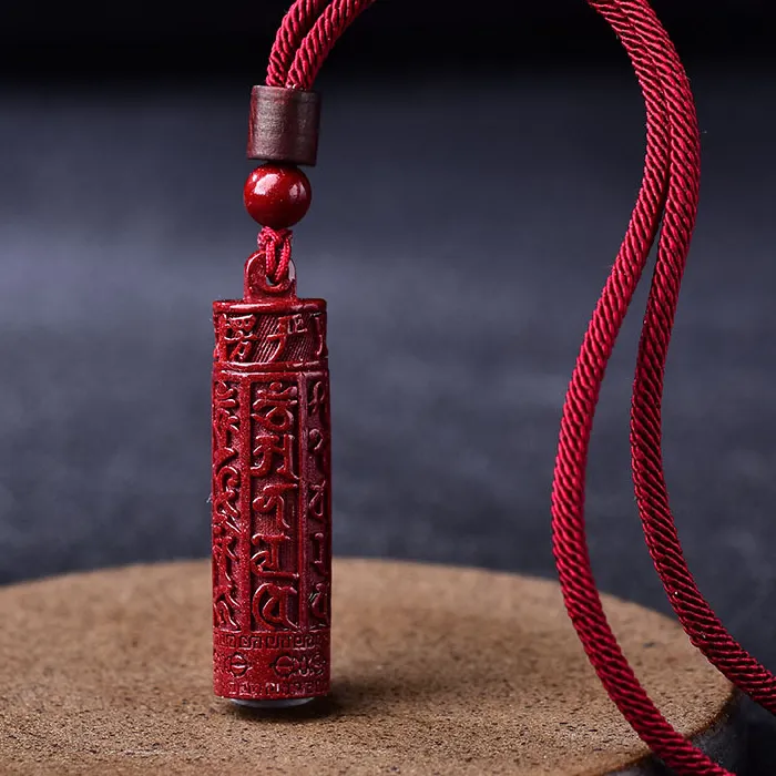 Authentic Natural Purple Cinnabar Buddhist Mantra Pendant Necklaces Manual Rope Women Men Jewelry Dropship