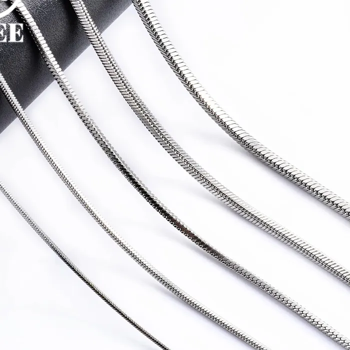 Authentic 1 2 3Mm Round Snake Chain Necklace Silver Color Jewelry