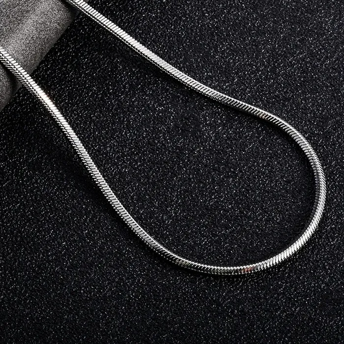 Authentic SHSTONE 925 Sterling Silver Round Snake Chain Necklace 18K Gold 1mm 2mm 3mm Necklaces Men Women's Jewelry Wedding Accessories