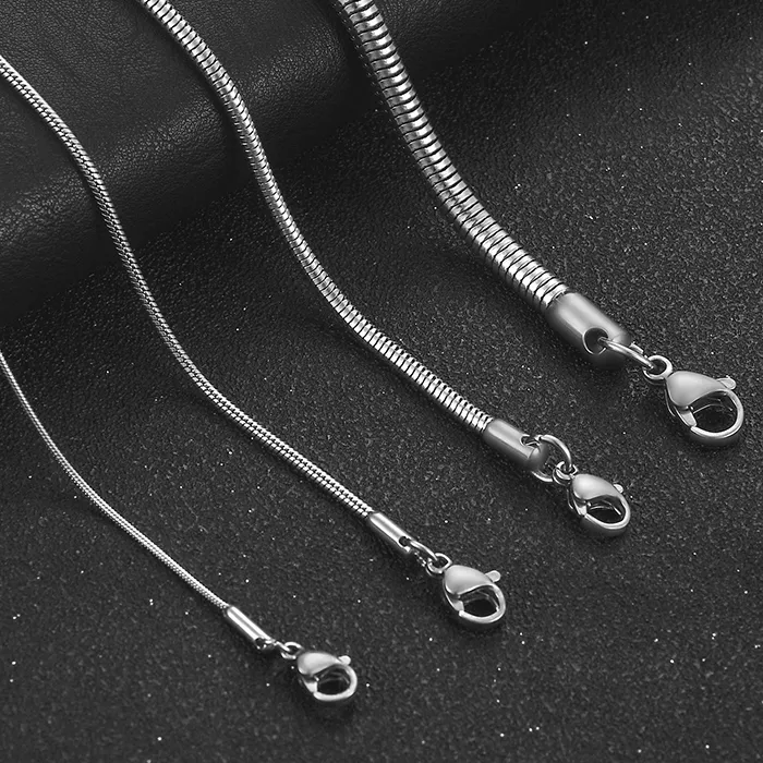Authentic 1 2 3Mm Classics 925 Sterling Silver Necklace Round Snake Chain Jewelry Accessory