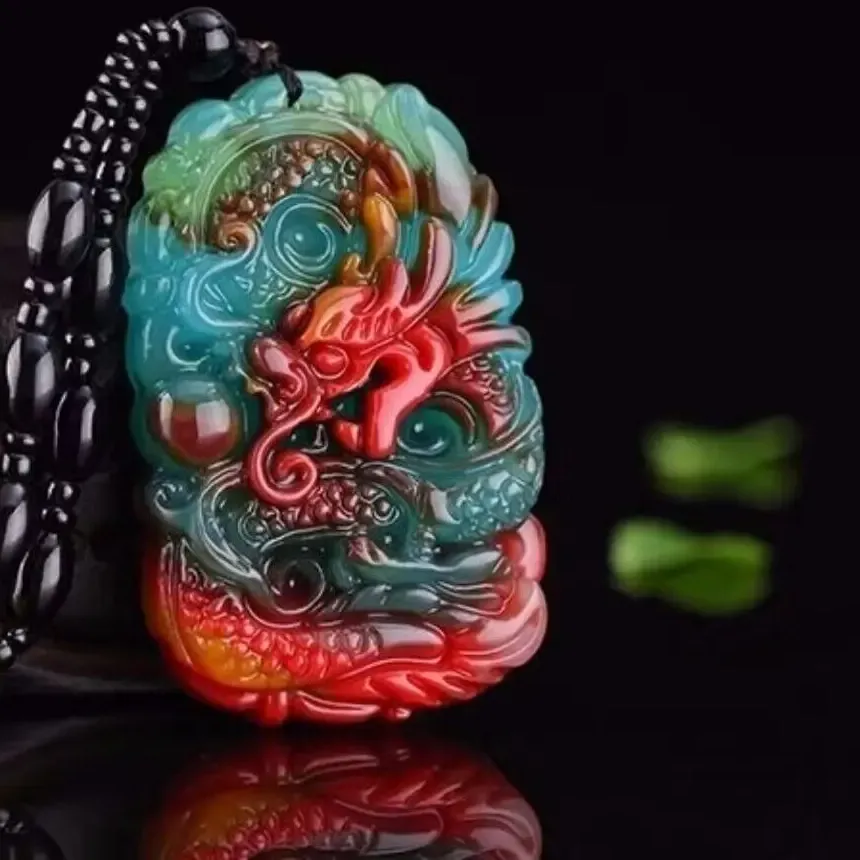 Authentic Real Jade Dragon Pendant Necklace Pendants Gemstones Charm Stone Luxury Amulets Jewelry Natural Men Colorful