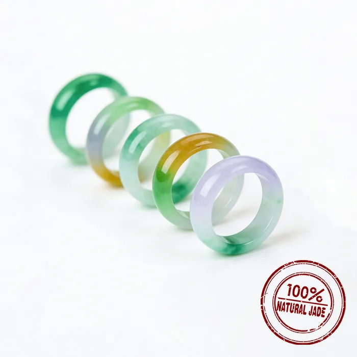 100 Real Natural A Jadeite Drifting Flower Ring  Charming Jade Jewelry Great Festival