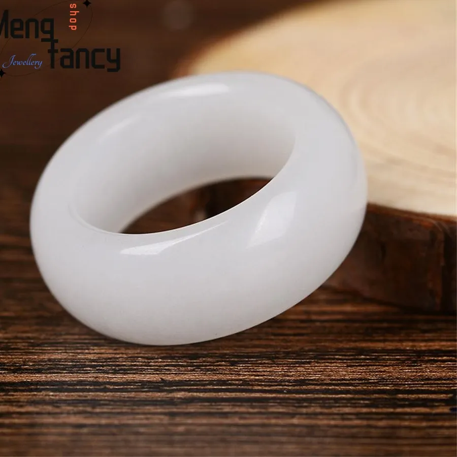 Authentic Natural Hotan Jasper White Jade Ring Exquisite Couple Promise Eternity Jewelry Selling Holiday Souvenir