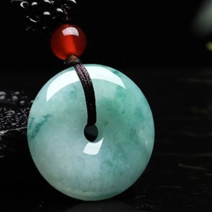 Authentic Natural Jadeiet Donut Pendant Jewelry Necklace Jade Exquisite Production Delicate FengShui Amulet Pendant Fine Jewellry