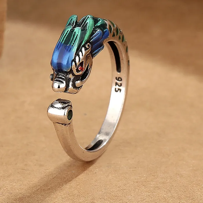 Authentic The Celestial Union of the Dragon and Phoenix Sovereign Ring