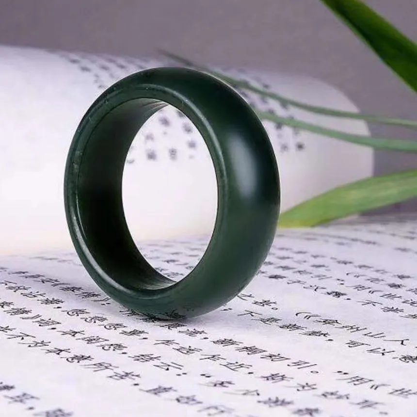 Authentic Mystic Hetian Green Jade Healing Ring – Sacred Nephrite Harmony