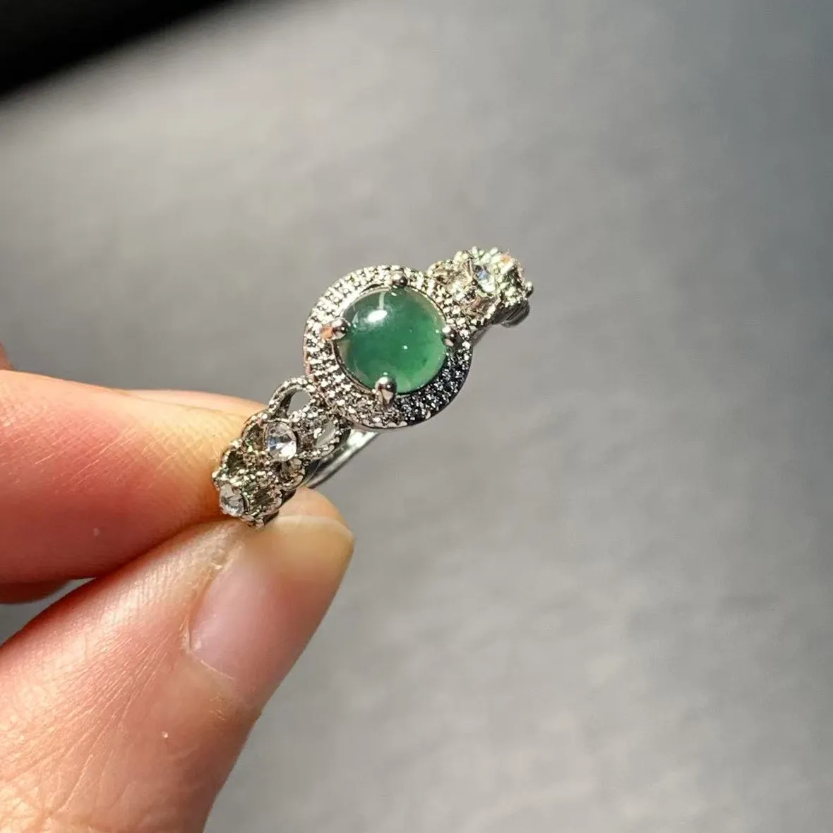 Authentic Natural Burma Jade Ring Adjustable Female Ring Jewelry for Women High Quality Vintage Fine