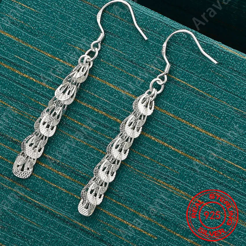 Authentic 925 Sterling Silver Phoenix Tail Chain Long Earrings, Exquisite And Cute Wedding Party Jewelry For Women