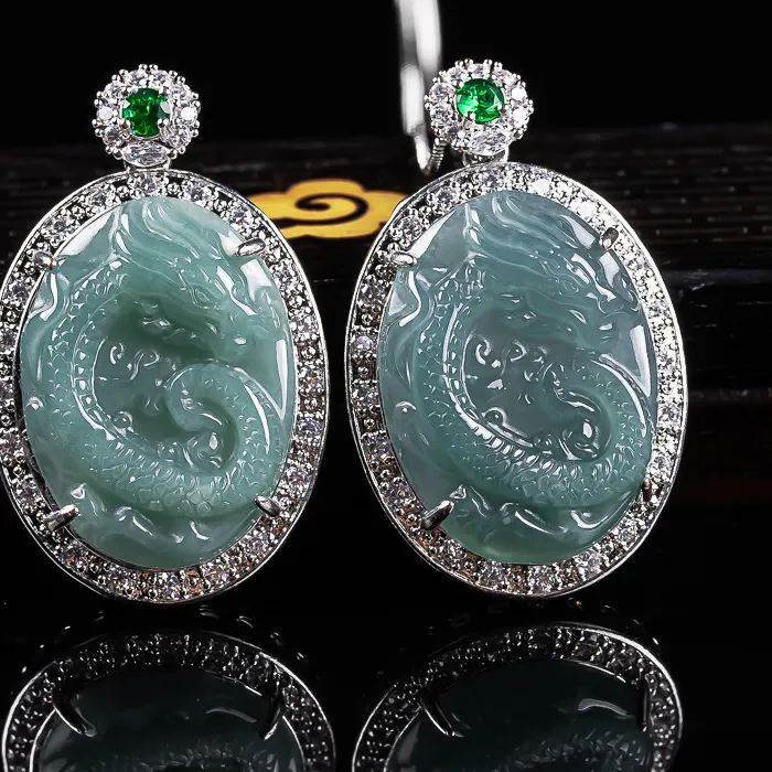 Authentic Myanmar Jadeite Dragon Pendant Necklace 925 Silver Real Jade Accessories Gemstone Natural Jewelry Gifts for Men Women