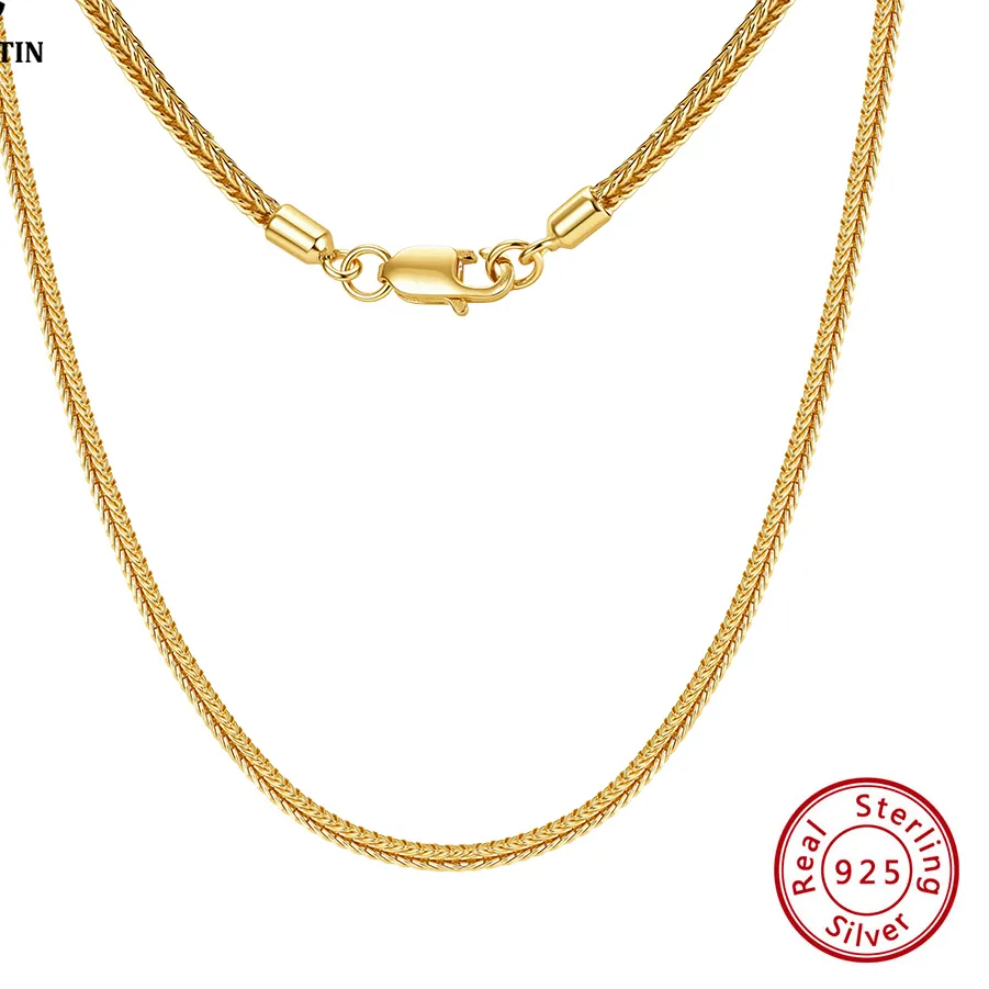 Authentic Rinntin 925 Sterling Silver Italian Handmade 1.3/1.8mm Foxtail Chain Necklace for Women Basic Neck Chain Jewelry SC93