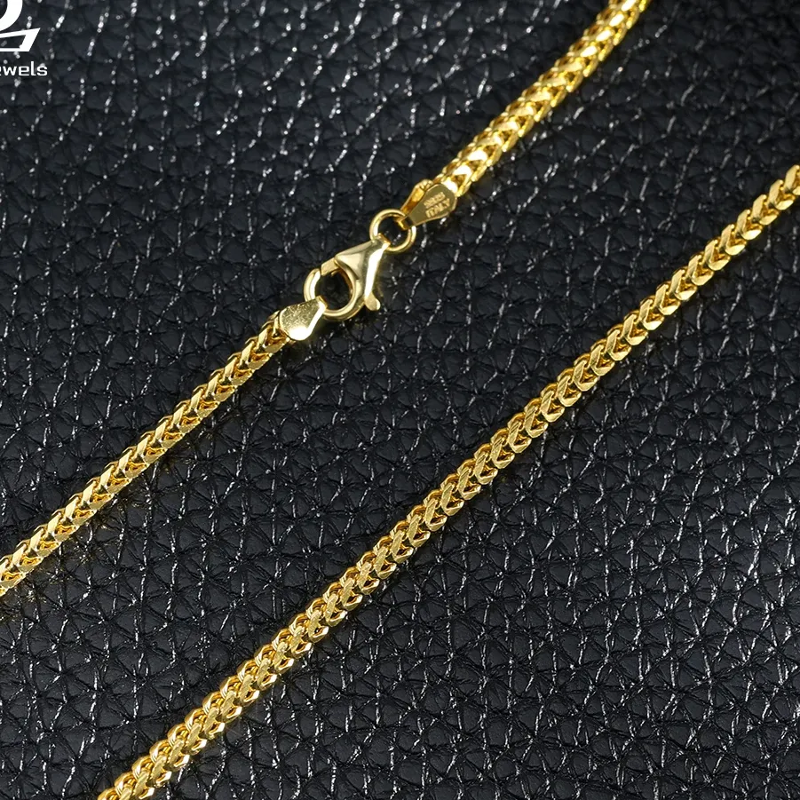 Authentic ORSA JEWELS S925 Silver 2mm Franco Link Chain Necklace for Women Men Italian Retro Silver Dainty Jewelry Accessories SC92