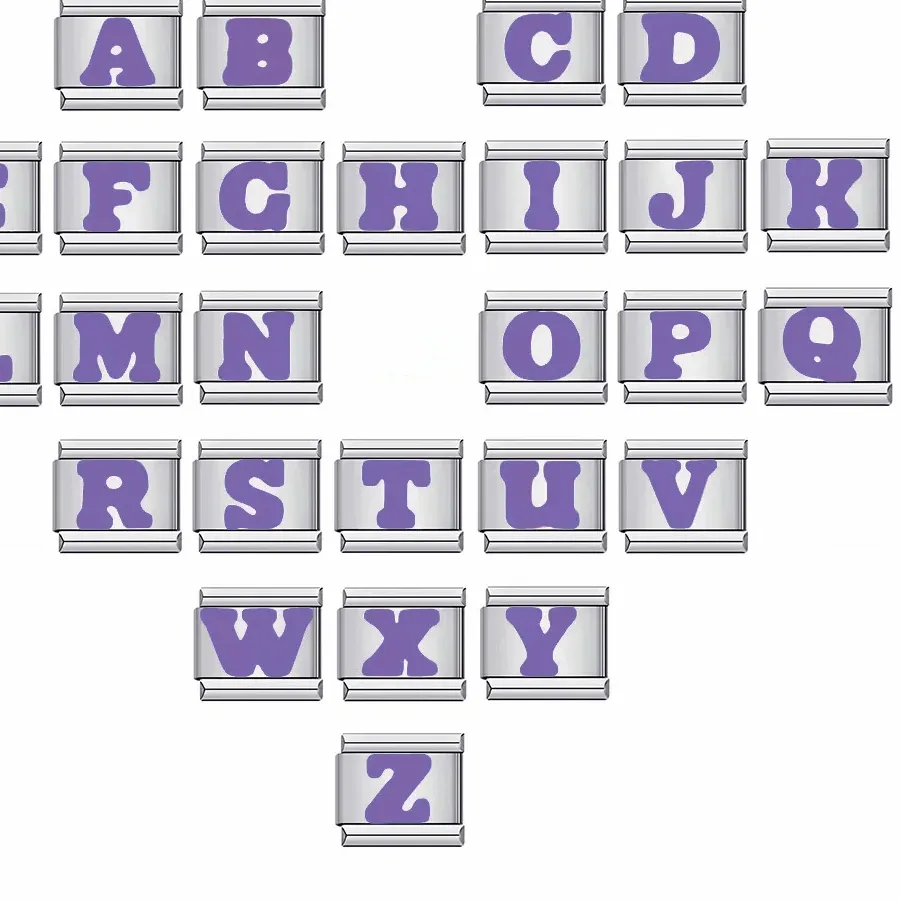 Authentic Italian Modular Bracelet Purple English Letter Diy Italian Bracelet