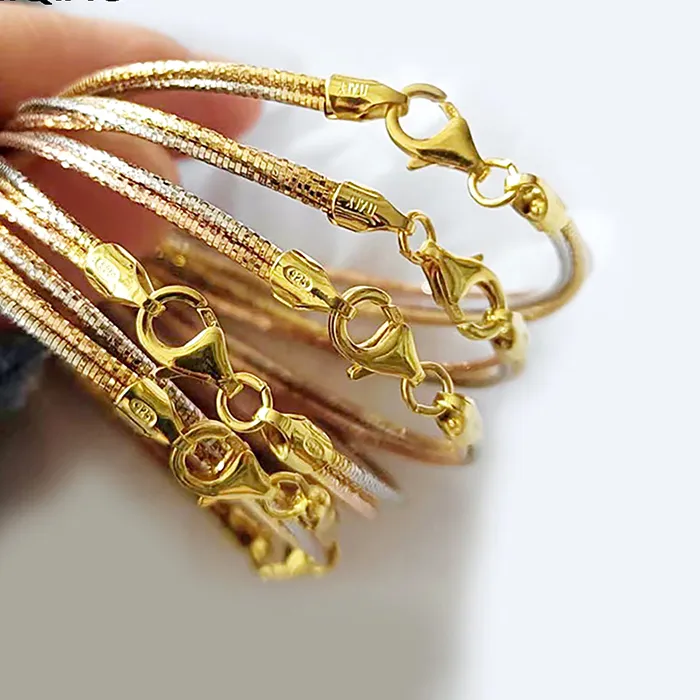 Authentic MIQIAO Bracelets 925 Sterling Silver Italian Three-colour Women's Hand Chain Bracelets Jewelry Luxury High Quality Fine 2024