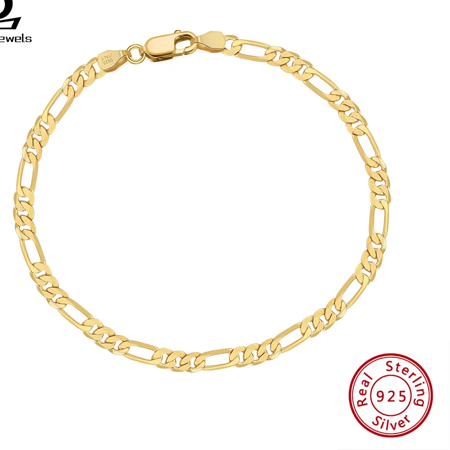 Authentic Orsa Jewels 100 925 Sterling Silver Italian 3.3Mm Diamond- Cut Figaro Chain Bracelet Handmade Jewelry Sb66