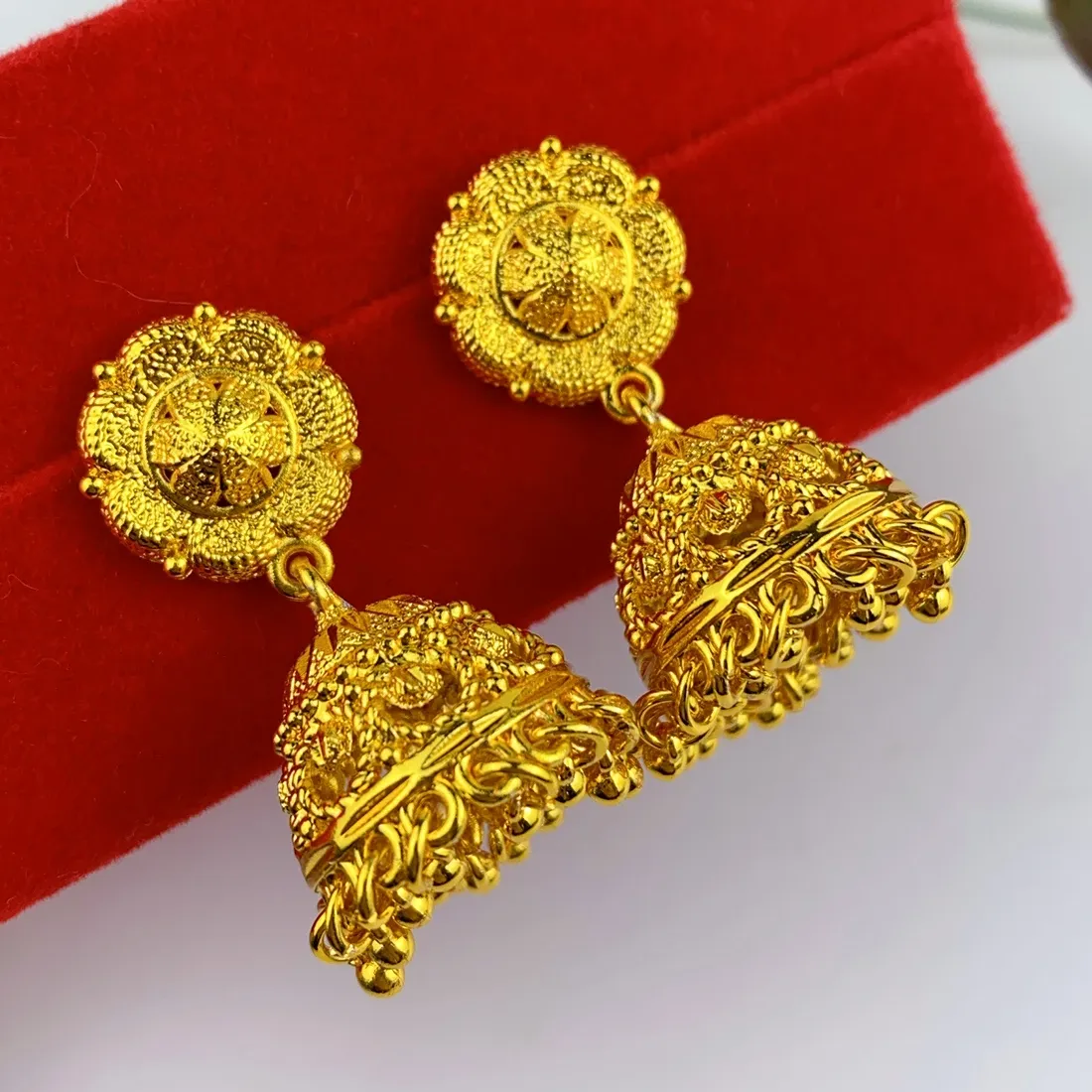 Authentic Bohemian Tassel Earrings Jewelry for Women 24K Gold Color Italian Lady Design Drop Earrings Dubai Large Jewellry Aesthetic Gifts