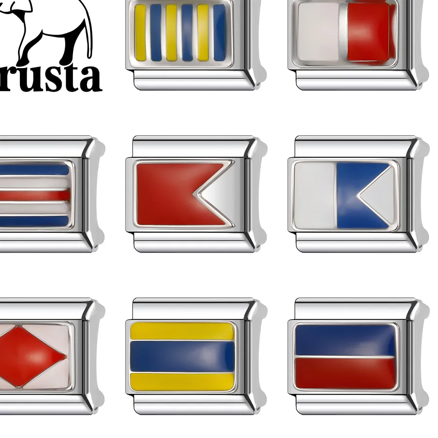 Authentic Trusta Navy Ship National Flag Italian Links 9Mm Bracelet Diy Jewelry N026