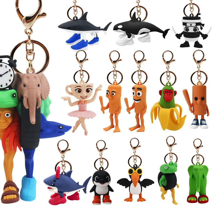 Authentic Creative Italian Brainrot Animal Monster Fusion Edition Tungtungtung Sahur Anime Keychain Tralalero Tralala Funny Pendant Gifts