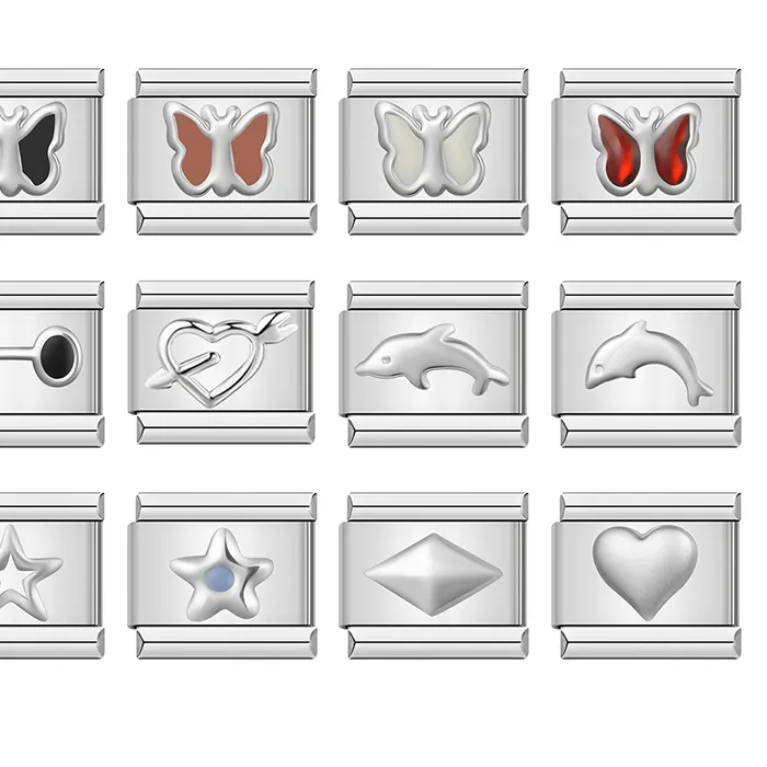Authentic Hapiship 2024 New Women Football Butterfly Heart Star Key Charms Italian Links Fit 9mm Bracelet  Stainless Steel Jewelry DJ1216