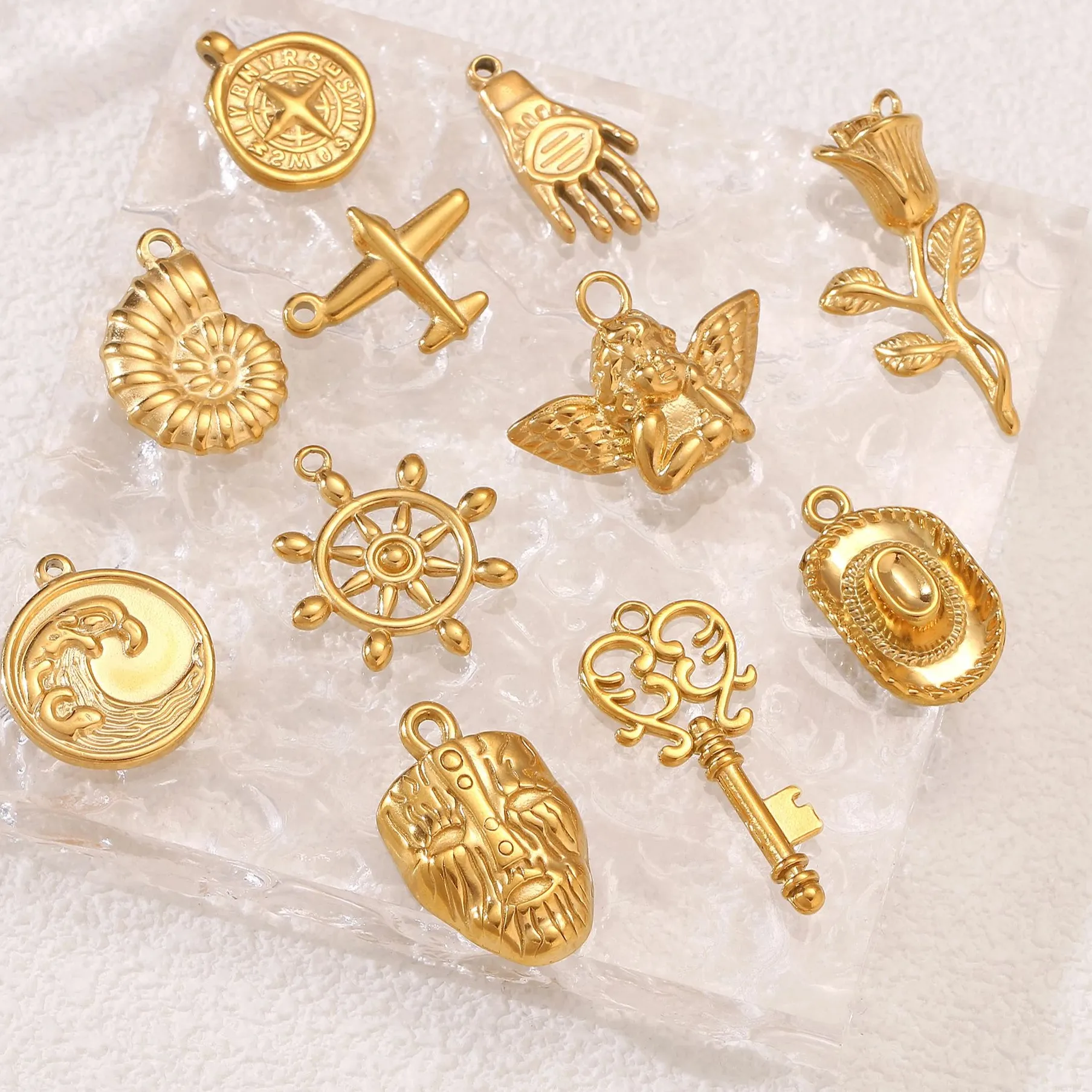 Authentic 3Pcs Ship Helm/Key/Hat Charm for Jewelry Making Personality Sailor Navy Pendant DIY Bracelets Necklace Accessory