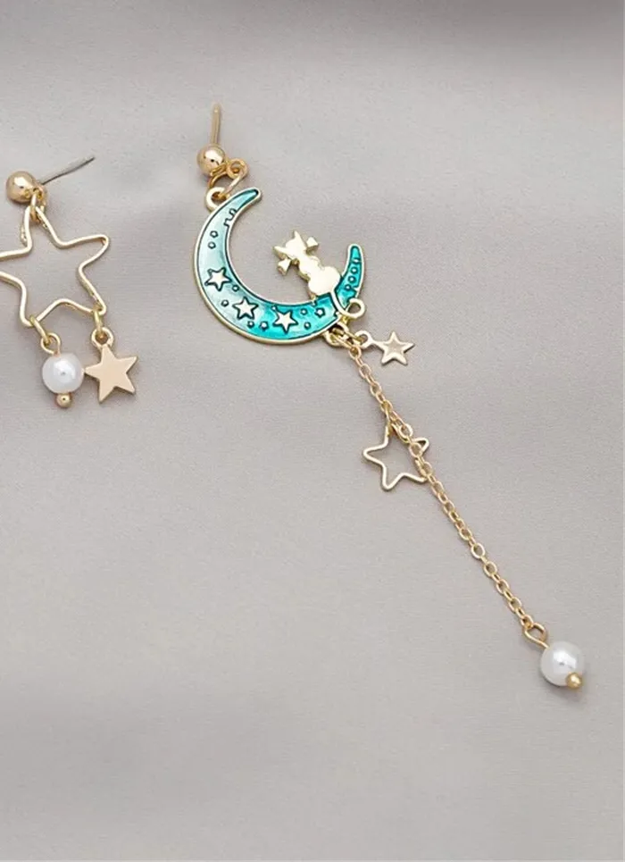 Authentic Star Decor Drop Earrings For Women Cute Moon Star Dangle Earrings For Girls Sailor Moon Jewelry