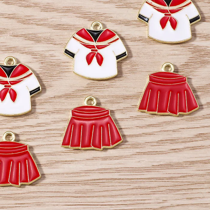 Authentic Tusember 20Pcs Enamel Girls Lolita Dress Charms Sailor Uniform Pendants For Earring Bracelet Necklace Jewelry Making Accessories