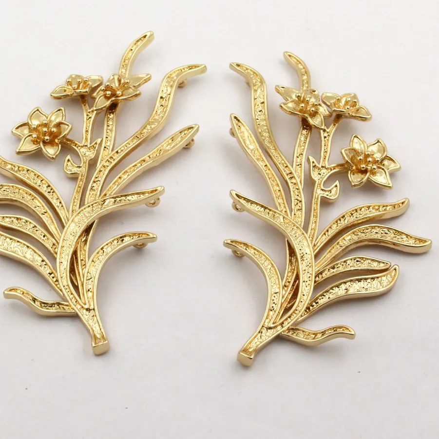 Authentic 2pair Casted Branch Flower Bouquet Pendant Loops Connectors Linker High Quality Gold Silver Plated DIY Jewelry Accessories
