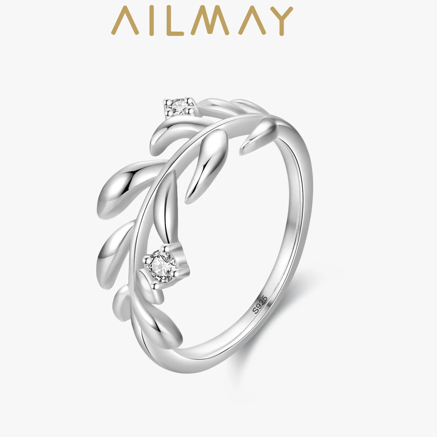 Authentic Ailmay 100% 925 Sterling exquisite Plant Silver Tree Branch leaves Finger Rings For Women Girls Anti-allergy Fine Jewelry Gifts