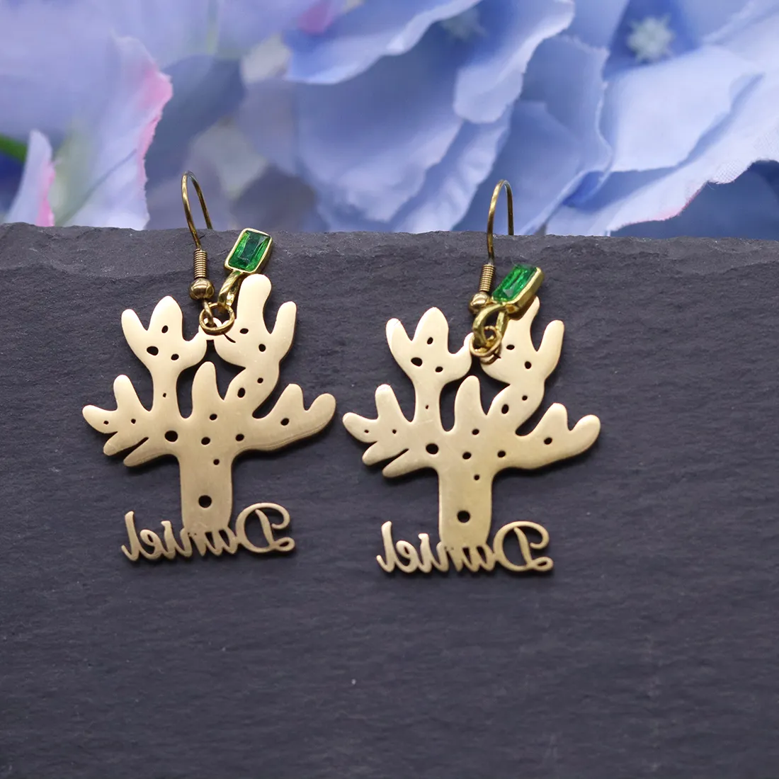 Authentic Chandler Bohemia Charm Custom Cursive Name Coral Branch Earrings Personality Summer Beach Jewelry for Women