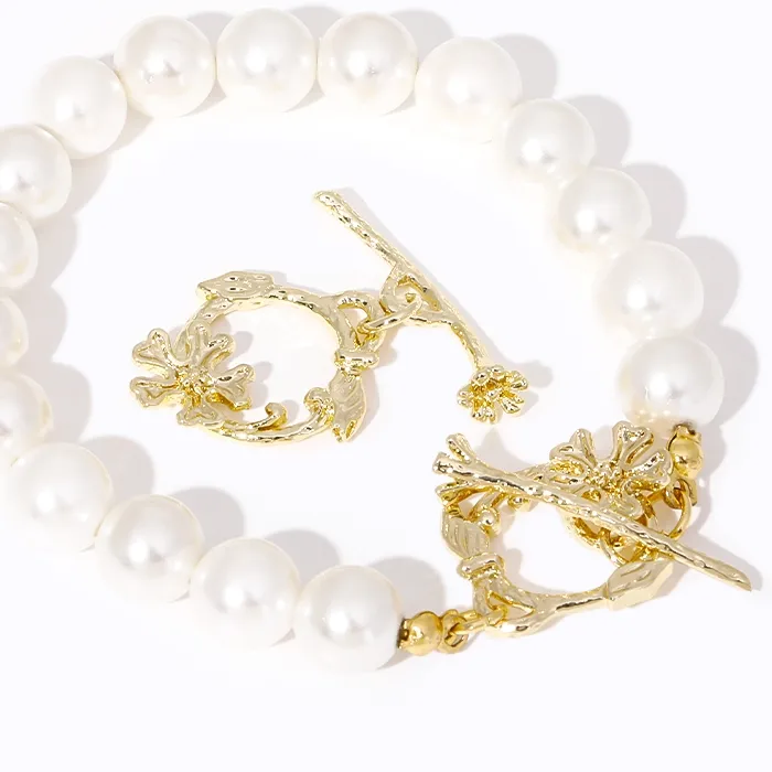 Authentic Trendy 18K Gold Plated Flower Branch OT Clasp Brass End Beads Brass Toggle Clasp For Jewelry Making DIY Bracelets Findings