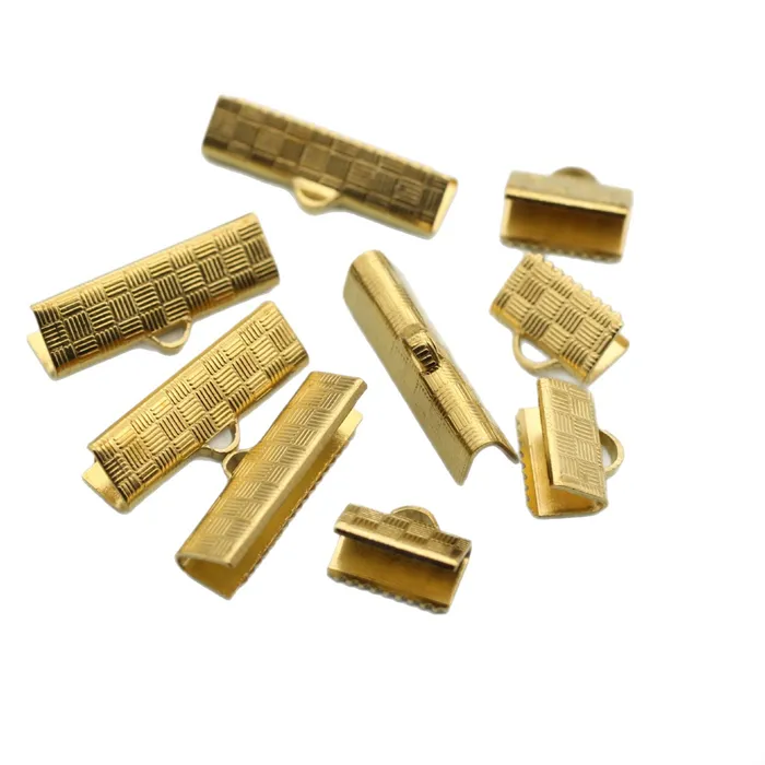 Authentic BoYuTe (100 Pieces/Lot) Fold Over Cord Ends, Webbing Strap End Clips Diy Jewelry Accessories and Components