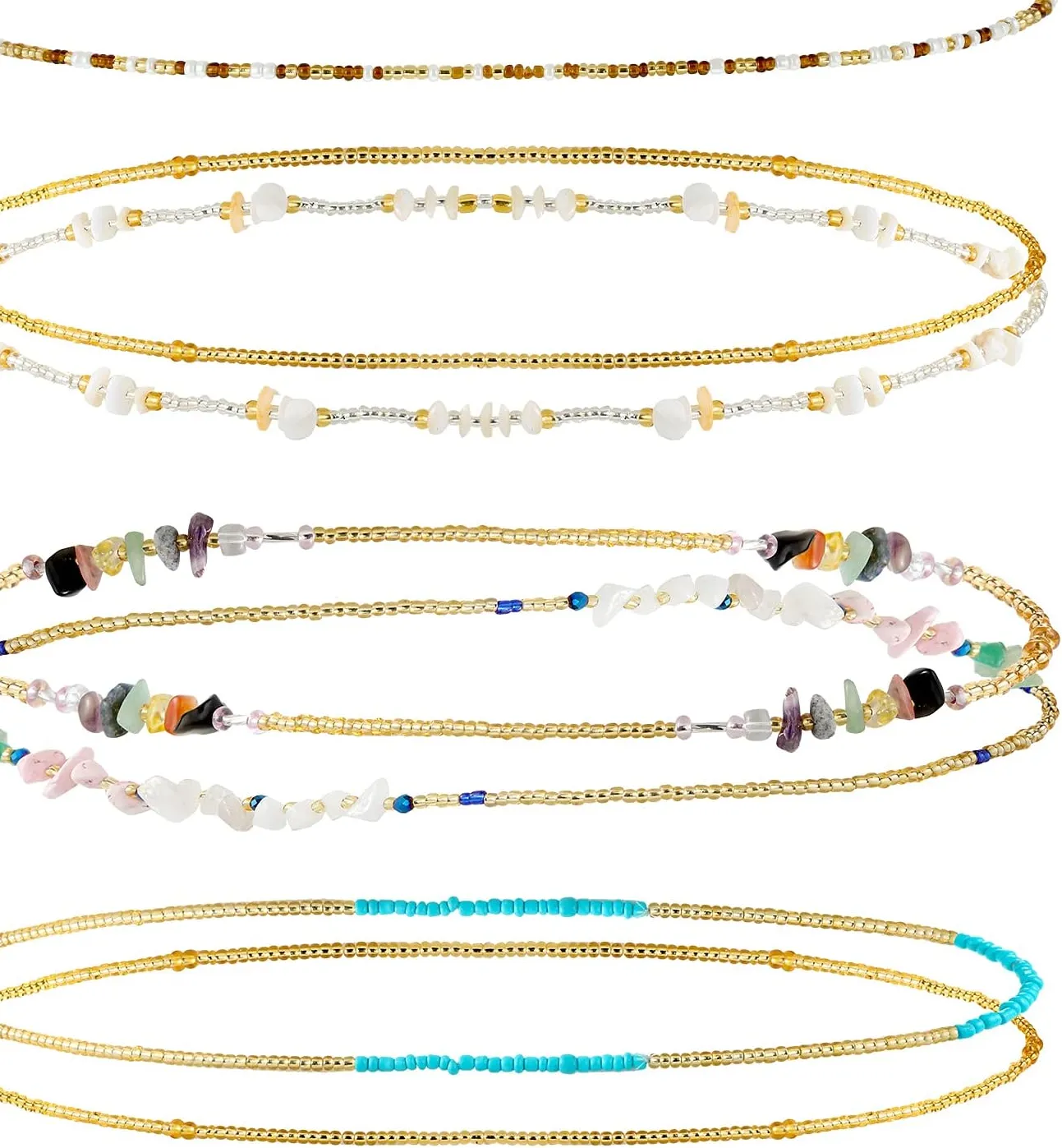 Authentic 7 Waist Beads Jewelry Belly Beads Chains Summer African Beach Bikini Body Belly Chains Jewelry