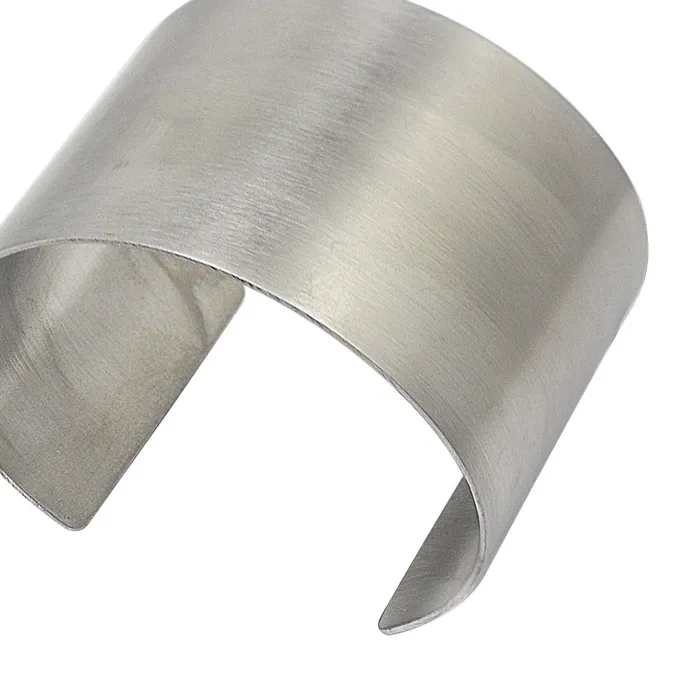 Authentic Simple Classic Arm Cuffs Women Stainless Steel Bangle Matte Silver color Jewelry Statement Bangles 1 Piece Free Shipping