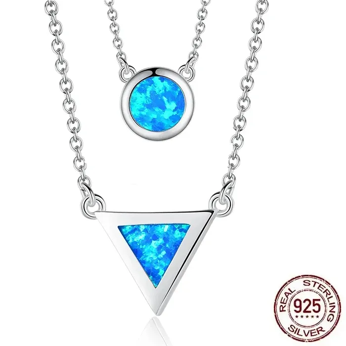 Authentic TONGZHE 925 Sterling Silver Necklace Evil Eye Opal Africa Map Pendant Collier Party Link Chains Women Necklace Christmas Jewelry
