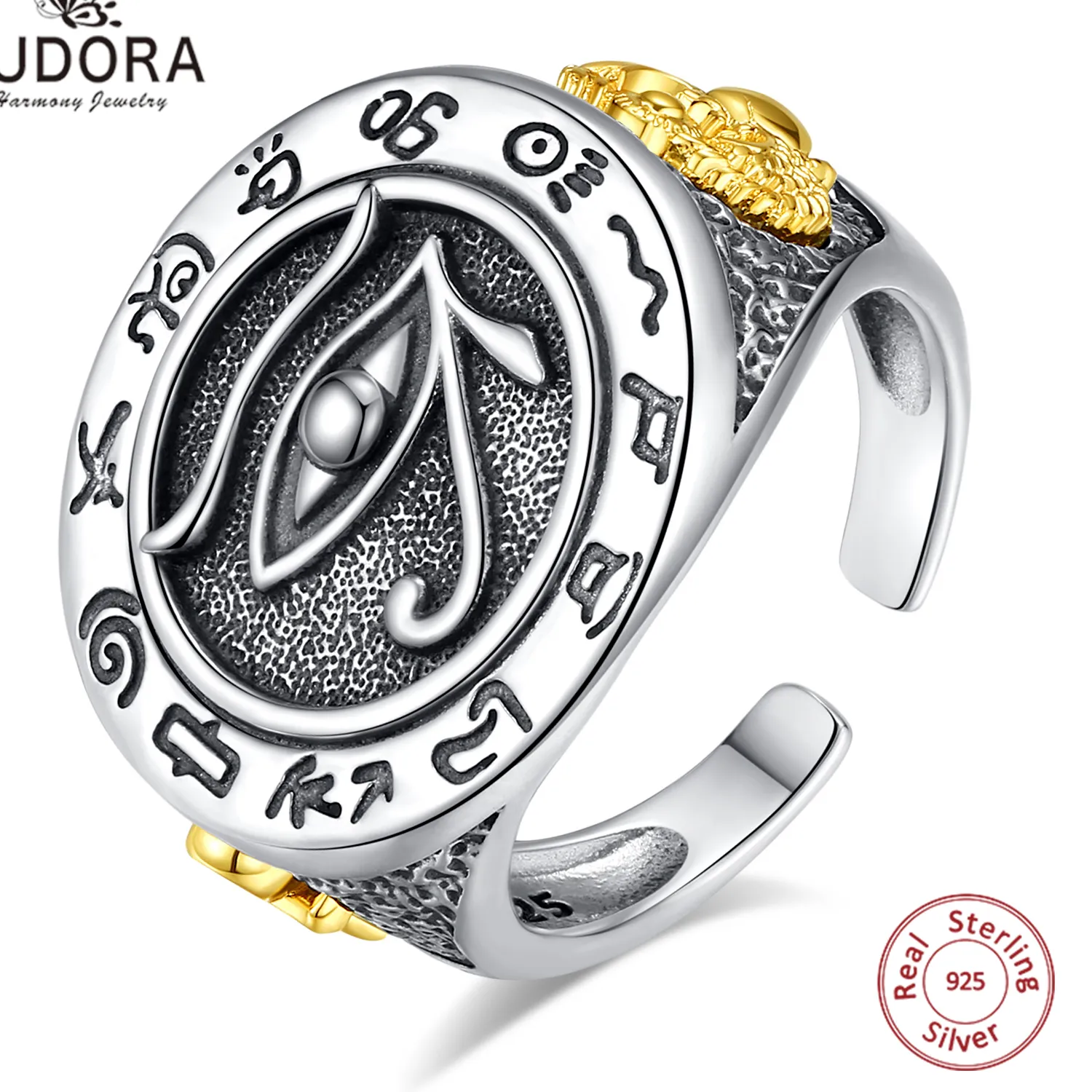 Authentic The Eternal Guardian: Ankh and Evil Eye Sovereign Ring