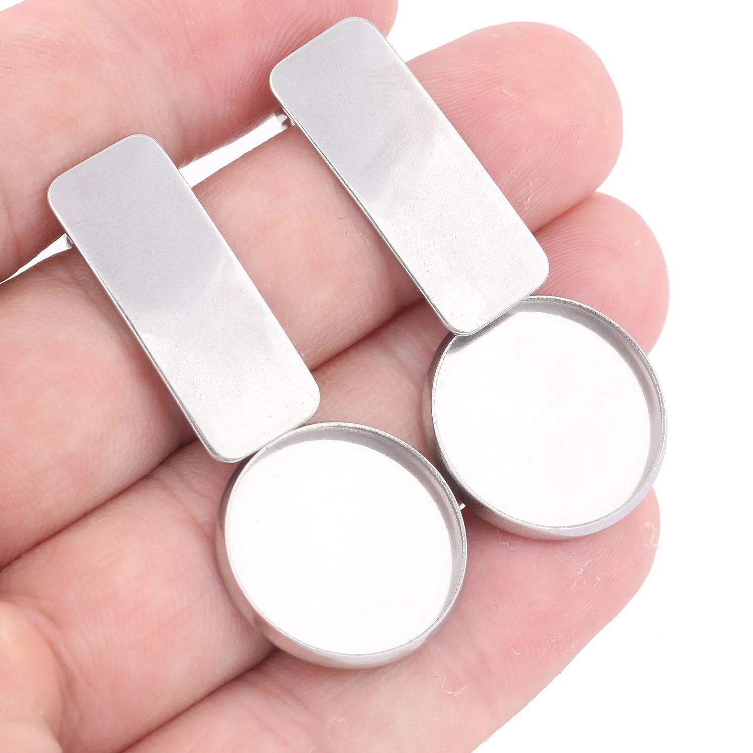 Authentic 10pcs Fit 20mm Cabochon Earring Base Setting Blanks Diy Post Earrings Studs Findings For Jewelry Making