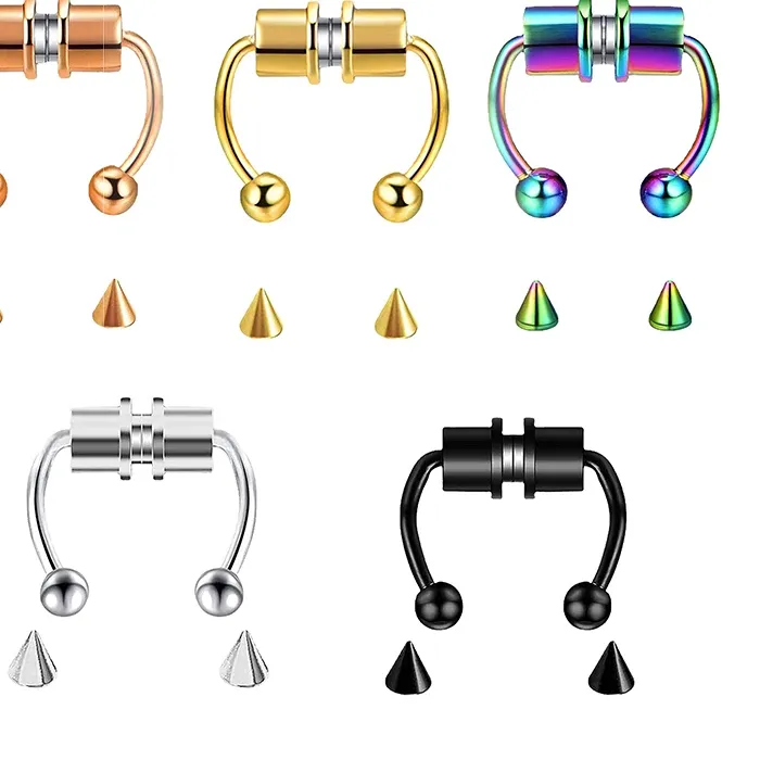Authentic Fake Piercing Nose Ring Hoop Septum Non Piercing Nose Clip Rock HipHoop Magnet Punk Body Women Jewelry