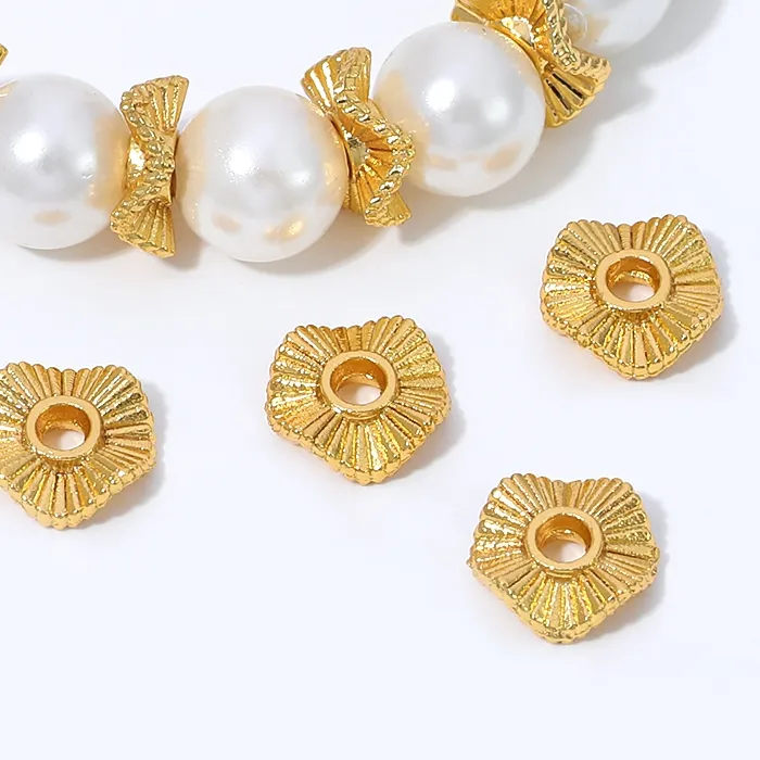 Authentic 18K Gold Plated Fluted Wavy Flower Spacer Bead,Vertical Ribbed Round Petal Spacer Metal Washer For DIY Jewelry Making Findings
