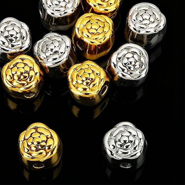 Authentic 5pcs PVD 6.5mm Flower Spacer Beads for Bracelet Never Fade Large Hole Necklace Beads Jewelry Making Findings