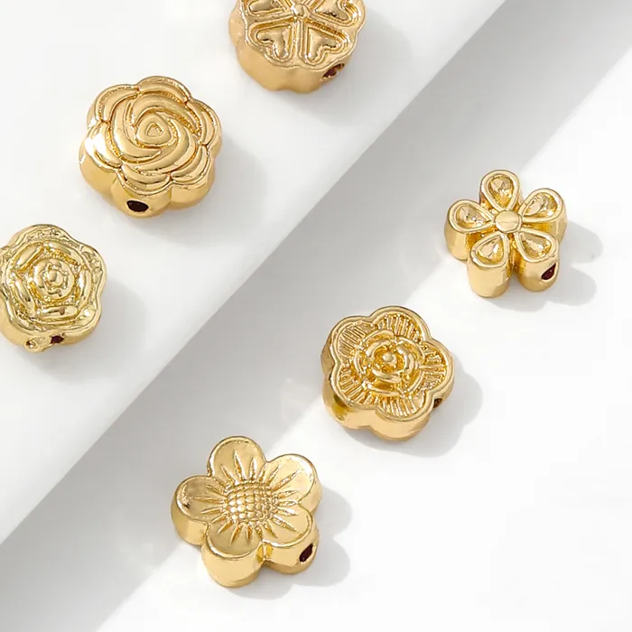 Authentic 14K Gold Plated Flower Spacer Beads,Flat Separators Beads DIY Bracelet Necklace Making Accessories,Supplies For Jewelry