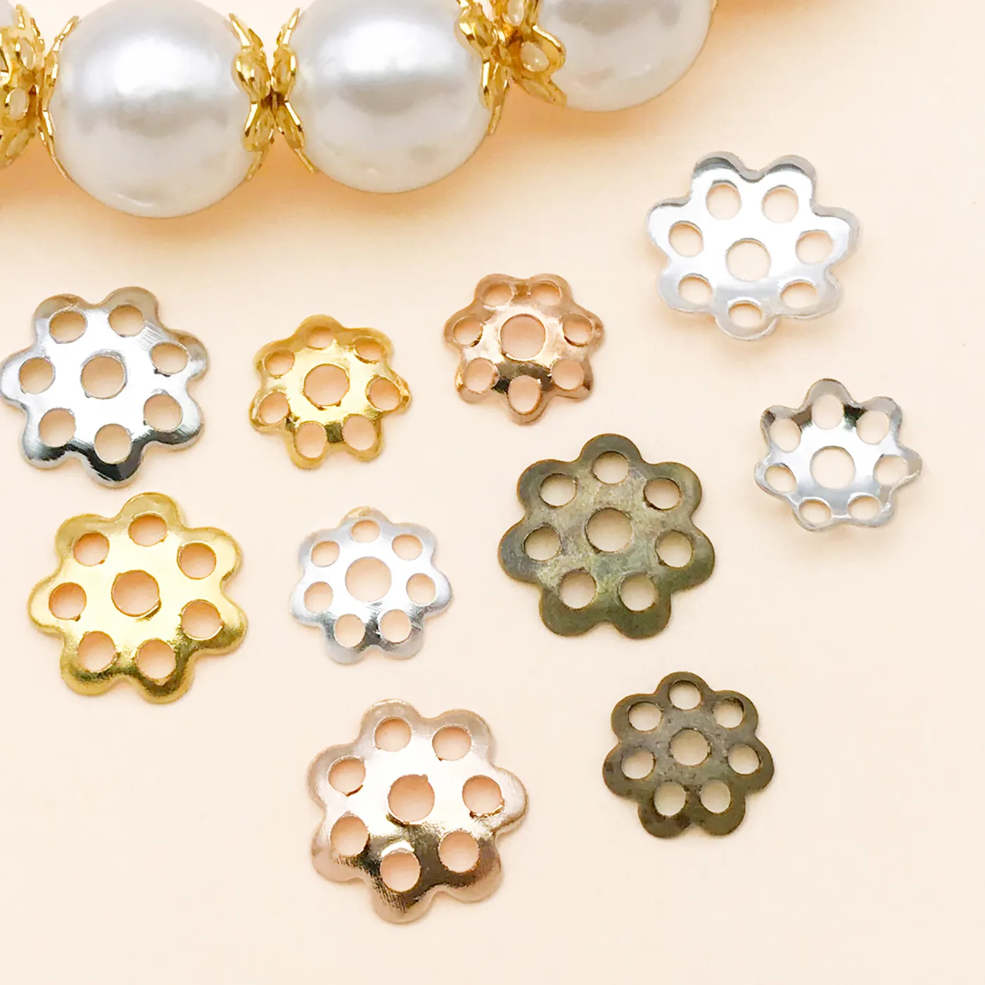 Authentic 300pcs 6/8mm Flower Torus Shape Alloy Beads Caps Jewelry Findings Spacer Beads For Jewelry Making Charms Necklace Bracelets ﻿