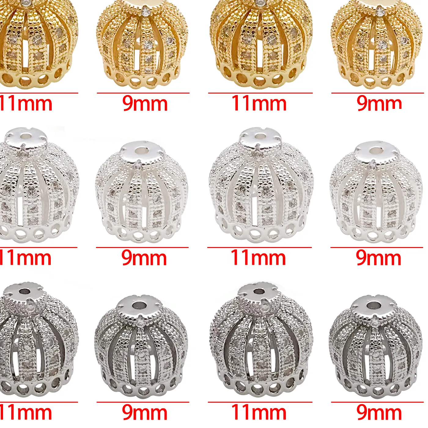 Authentic 2pcs 9/11mm 18K Gold Plated Spacers Bead Caps For Jewelry Making Flower Bead End Caps DIY Necklace Bracelets Accessories