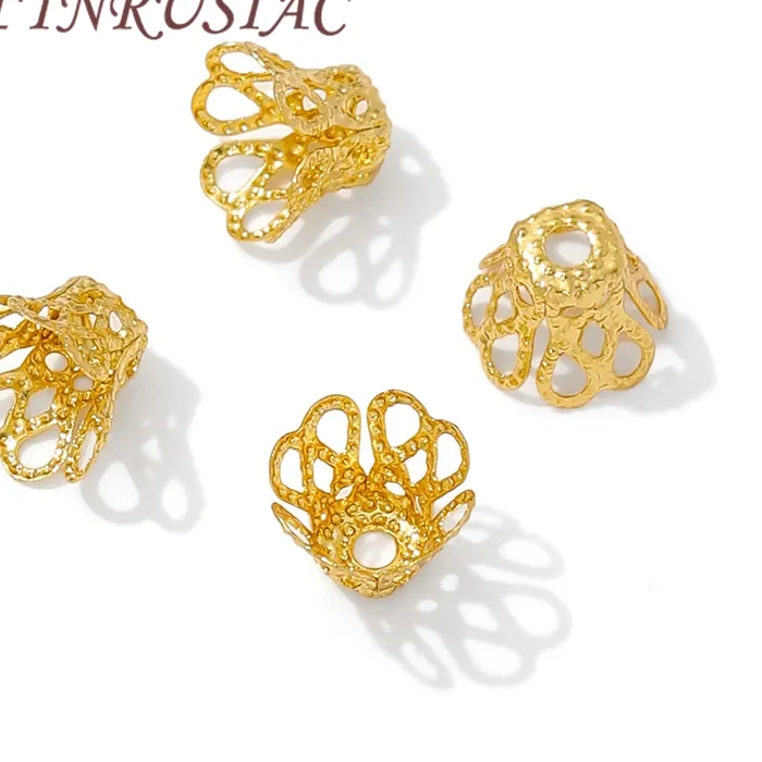 Authentic 18K Gold Plated Flower Bead Caps For Jewelry Making,Caps For Bracelets,Beads Separators,DIY Accessories