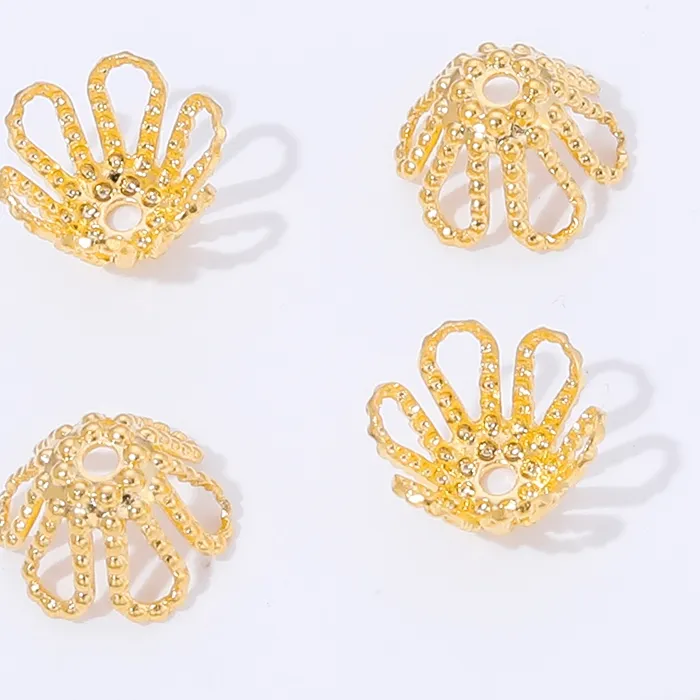 Authentic 18K Gold Plated Spacer Beads Cap, Flower Bead Caps For Jewelry Making Accessories,Caps For Beads,Supplies For Jewelry