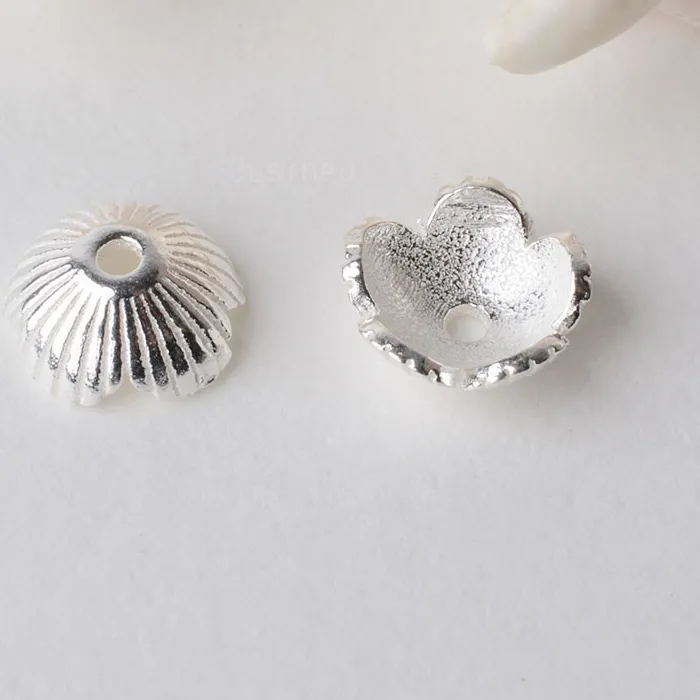 Authentic solid 925 sterling silver flower bead cap, spacer bead caps, jewelry diy silver findings/components