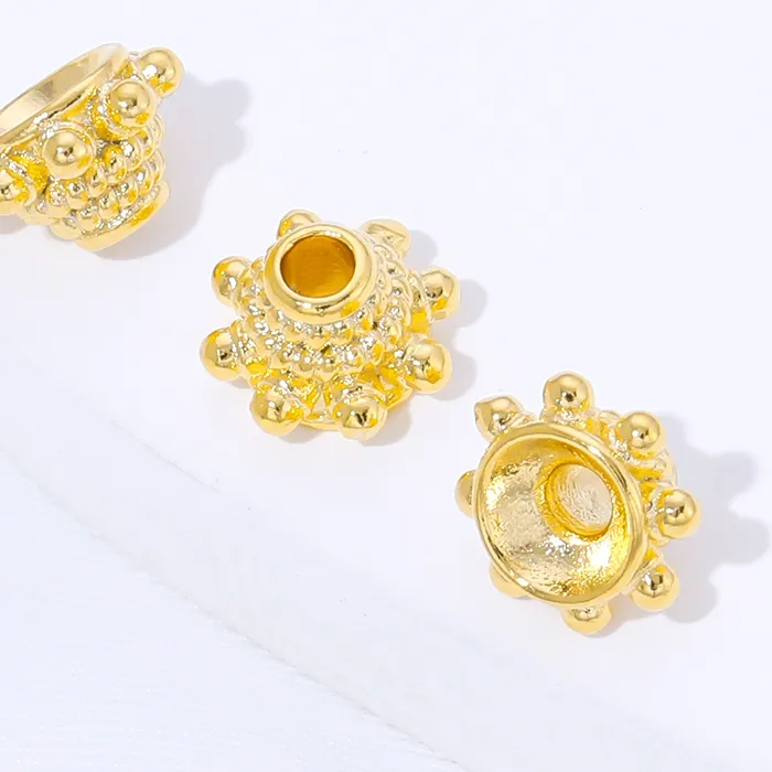 Authentic 2/4/8pcs 18K Gold Plated Spacer Bead Caps For Jewelry Making, Flower Beads Cap,Caps For Bracelet,DIY Jewelry Materials