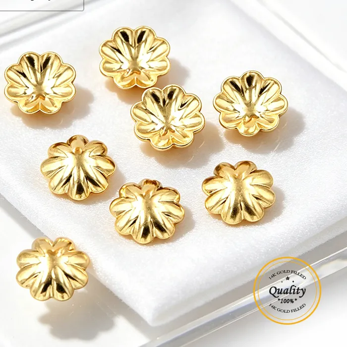 Authentic 14K Gold Filled Flower Bead Cap 6.0MM No Hole Gold Bead Cap Hypoallergenic Jewelry Accessory for DIY Gold Filled Jewelry Making