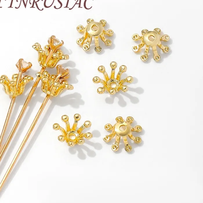 Authentic 14K Gold Plated Flower Bead Caps, Bead Caps For Bracelets Making,DIY Jewelry Accessories,Caps For Beads