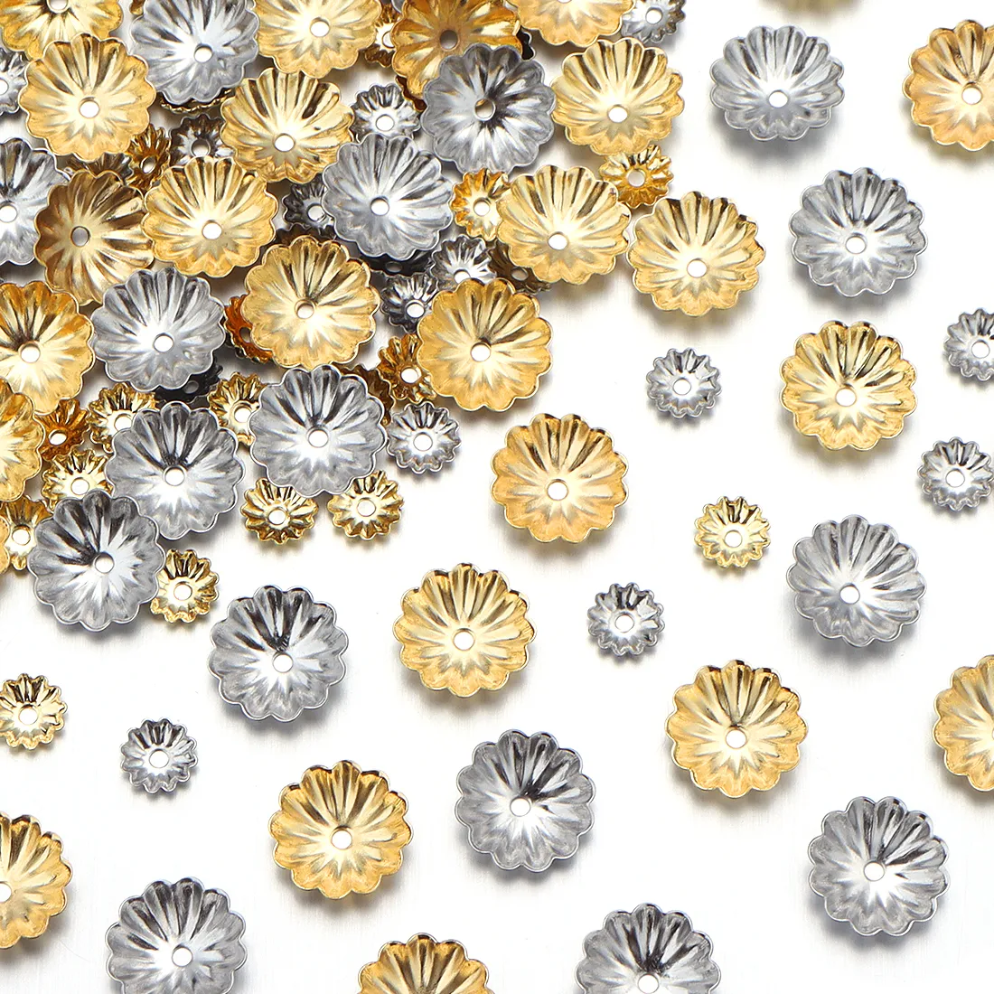 Authentic 50pcs Flower Beads Caps Metal Spacer Bead Caps For Jewelry Making DIY Bracelets Necklace Accessories