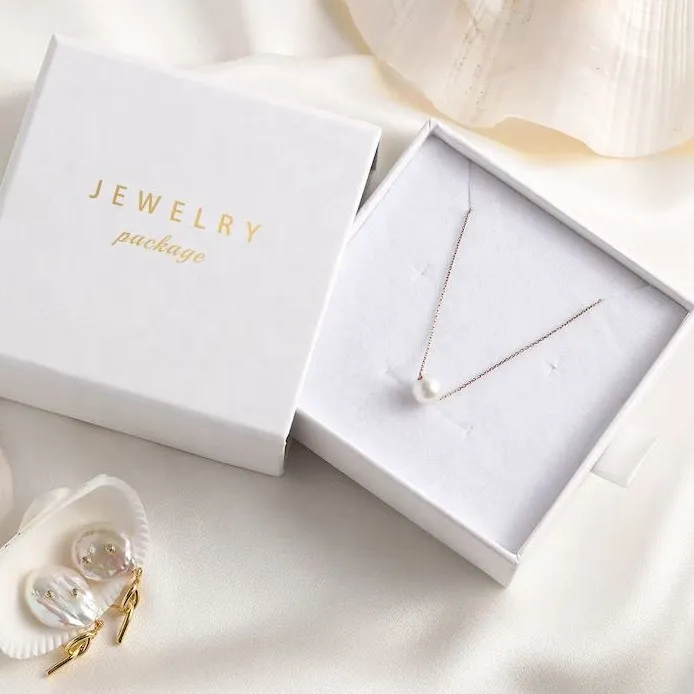 Authentic 50pcs Wholesale Logo Rigid Jewelry Box Drawer Necklace Earring Ring Packaging Paperboard Material Stamping Matt Lamination Recyc